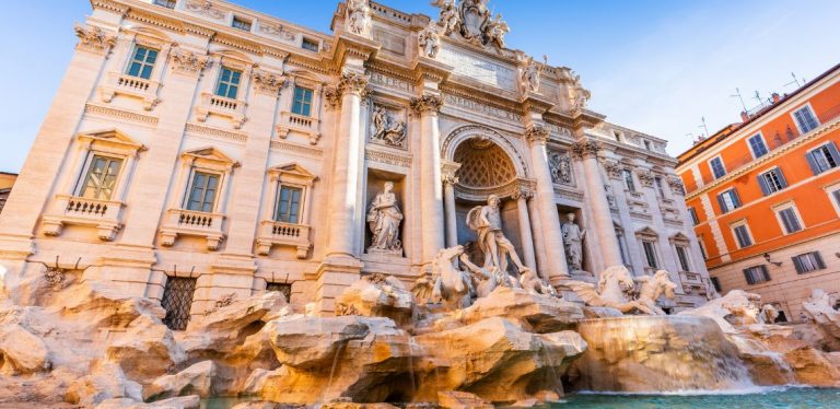 The Trevi Fountain in Rome.